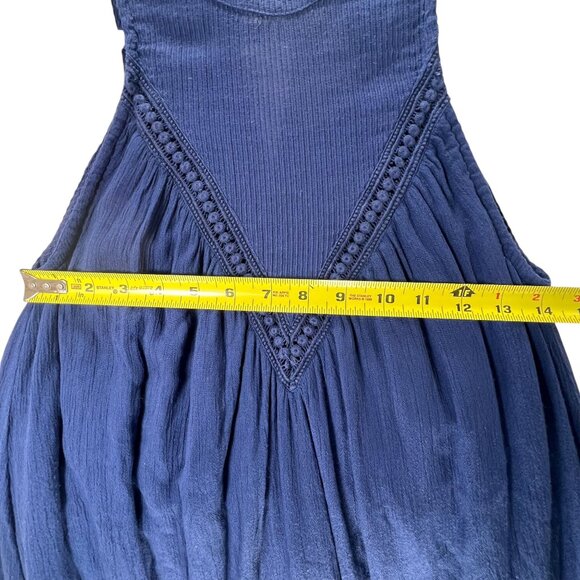 Volcom Sleeveless Blue Tunic Dress Crochet Keyhole Boho Small 10 Lined Gauzy - Picture 13 of 13